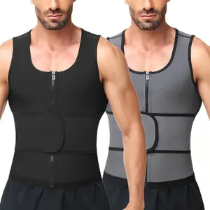 1-2 Pack Menswear Waist Trainer Vest with Zipper Workout Tank Top Shirt Gym Activewear Sauna Suits Sports Sweat Body Shaper Shapewear Exercise Compression Belt Clothes Jacket Garment Bestie Gamis Wetsuit Tropical
