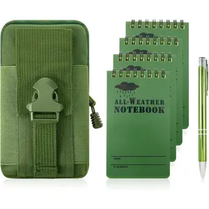 6 count Write in the Rain Notebook,  Notebook, Pocket Notebook with Pen,  Notepad,  Weather Notebook 3x5, Small Notebooks & Pouch & Pen for Outdoor Activities Recording