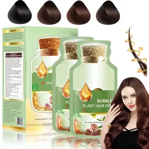 Botanical Bubble Hair Dye Shampoo, Natural Black Foaming Hair Color, Plant-Based Instant Hair Dye for Gray Coverage, Easy to Use for Women & Men, 30ml x 10 Packs