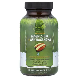 Irwin Naturals Triple Source Magnesium + Ashwagandha, 60 Liquid Soft-Gels