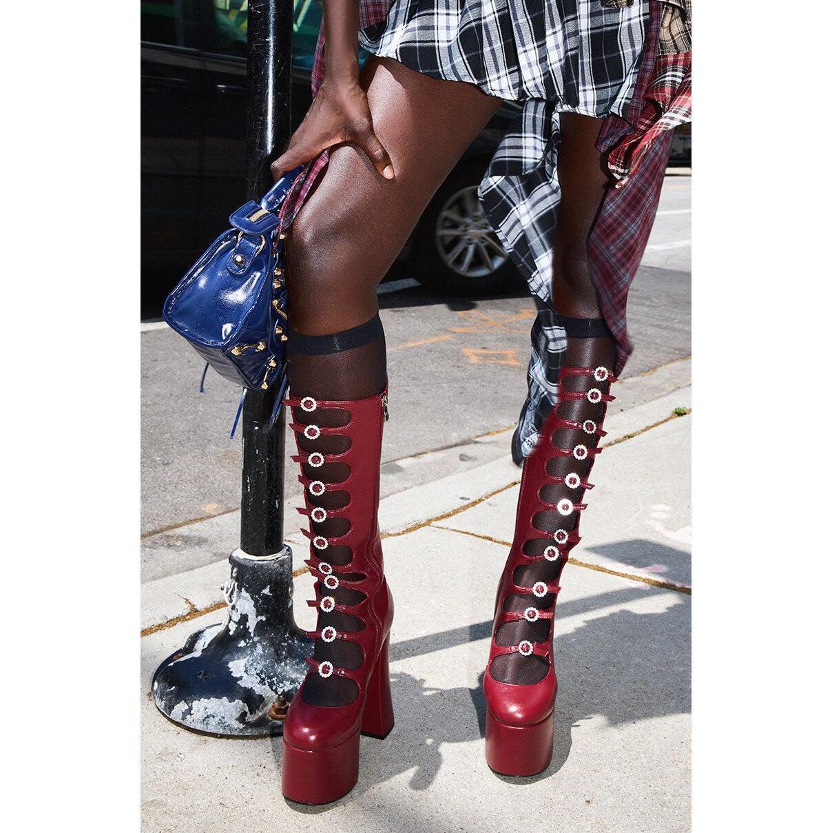 AZALEA WANG TOMLIN BURGUNDY PLATFORM BOOT