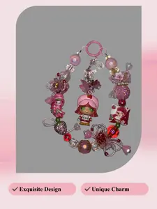Adorable Red Lady Figure Bag Charm with Exquisite Flower Design, Luggage & Bag Accessory