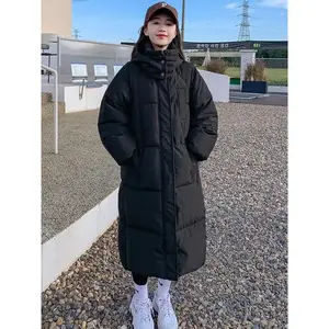 Women's Solid Button Front Pocket Zipper Drop Shoulder Midi Winter Coat, Casual Long Puffer Coat For Fall & Winter, Women's Clothing For Daily Wear