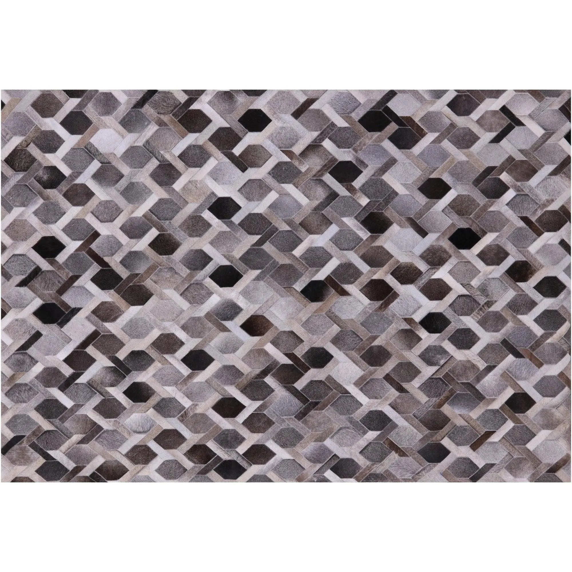 6' 0" X 9' 0" Natural Cowhide Hand Stitched Rug - C1249