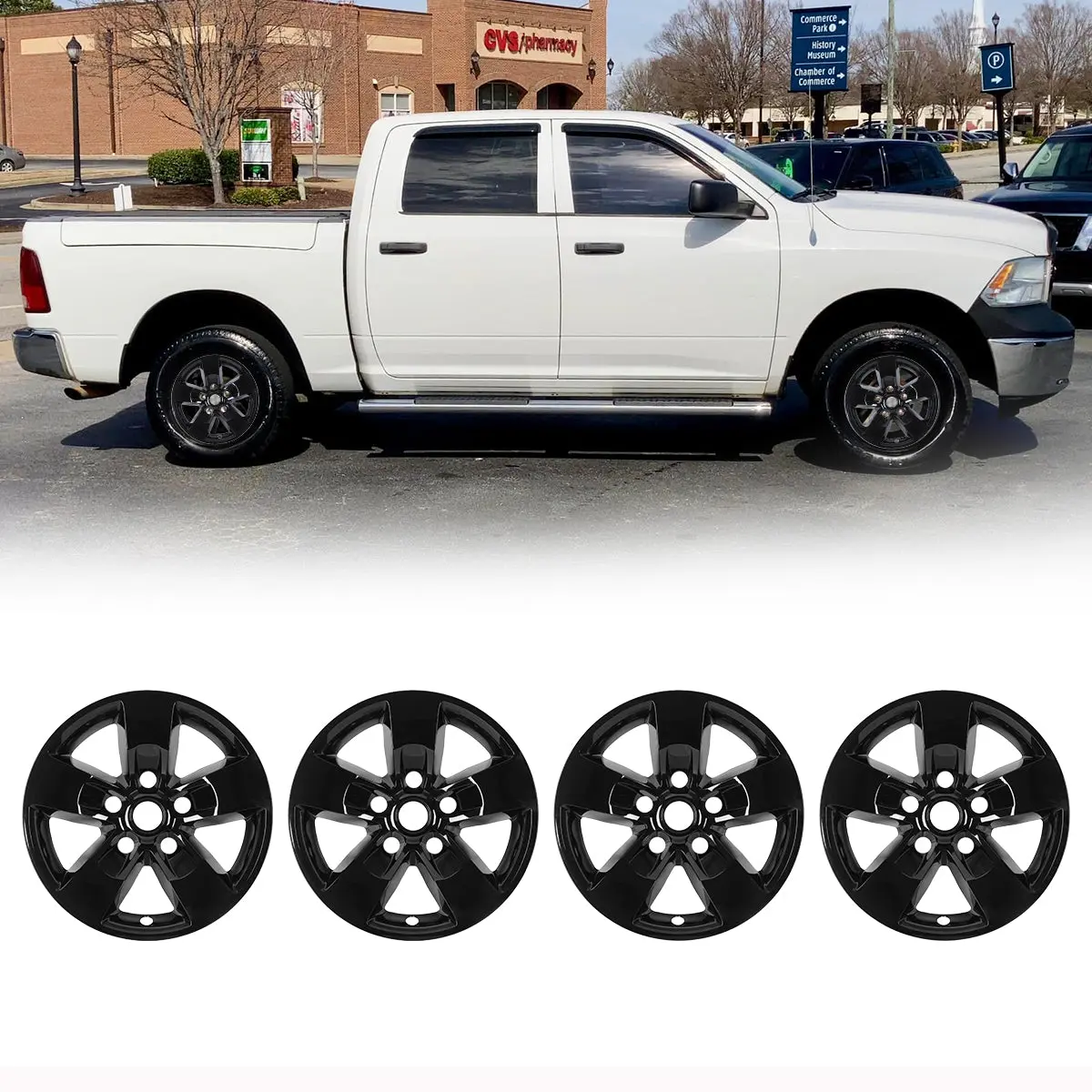 WOLFSTORM 17-Inch Chrome Universal Car Hubcaps, Auto Replacement Wheel Rim Accessories for 2013-2018 Dodge Ram 1500, 2019-2023 Dodge Ram 1500 Classic