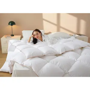 Down Comforter King Size – All Season Medium Weight White Duvet Insert, Warm Feather Bedding, Soft 100% Cotton Cover, 106x90 in