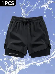 Men's Lightweight Summer Gym Shorts with Phone Pocket, Drawstring Waist, Elastic Fabric, Perfect for Basketball, Fitness, Running