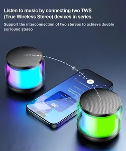 Mini RGB Colorful Portable Wireless Bluetooth Speaker, Tws Pairing, RGB Ambient Lighting Effects, Breathing Gradient/Streaming Color/Running Lights Lighting Effects, Supports Interconnection of Two Speakers for Dual Surround Sound Effect Audio Smartphone
