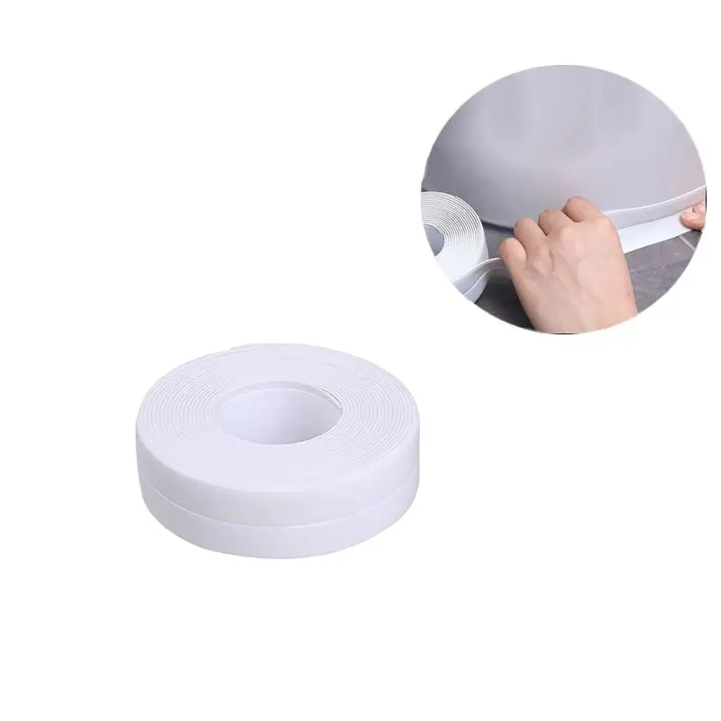 Sealing Tape, 1 Roll Toilet Caulk Strip, Waterproof White Caulking Tape for Bathroom, Self Adhesive Caulk Tape Sealant Strip for Bath & Kitchen, Bathr