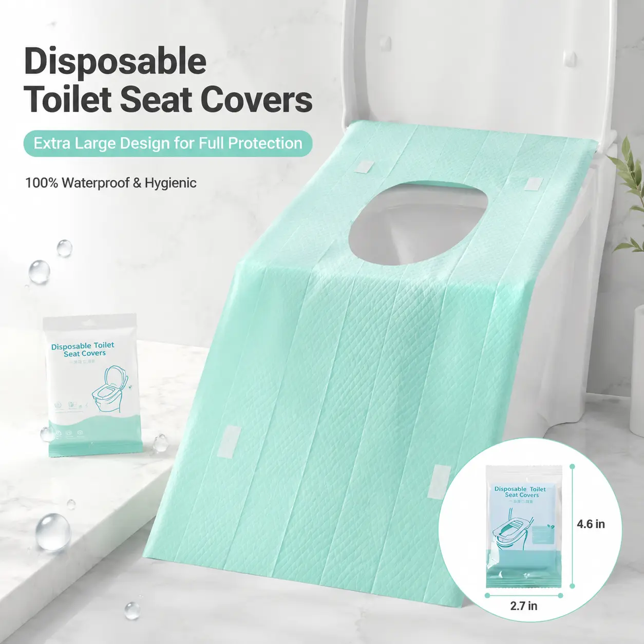 Disposable Toilet Seat Covers (10/20/30-Pack), 16x24in Waterproof Portable Non-Slip Individually Wrapped Bathroom Hygiene Essentials