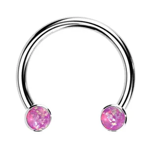 Pink Opalite Threadless Titanium Circular Barbell