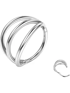 Triple/Double Nose Piercing Ring - 316L Surgical Steel Septum Clicker 16g/18g/20g CZ Helix Piercings Jewellery Conch Hoop Earrings Cartilage Earring Rook Tragus Gold/Black/Silver/Rose Gold