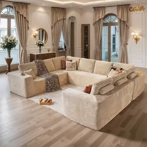 Oversized Viral Cloud Couch U Shape Boneless Sectional Sofa,Oversize Modern Modular Sofa with Deep Seat, Upholstered Couches for Living Room Bedroom,No Assembly Required, Free Combination,Plush Corduroy Fabric