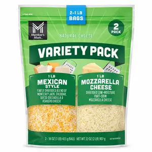 Member's Mark Shredded Cheese Variety Pack, Mexican Style & Mozzarella Cheese, 2 x 16 oz. Bags (32 oz. Total)