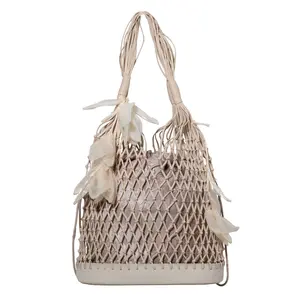 Secret Garden Macramé Tote Bag with Removable Pouch
