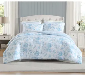 Laura Ashley Anja Textured Toile Blue King Comforter Set