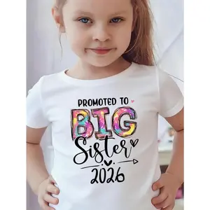Summer fashion short-sleeved T-shirts for boys and girls,specially designed for the Sister Version 2026,featuring letter prints,casual and versatile,cute clothes,kids stuff,teen girl clothes,girl clothes,kids girl stuff,girly clothing,vintage girly