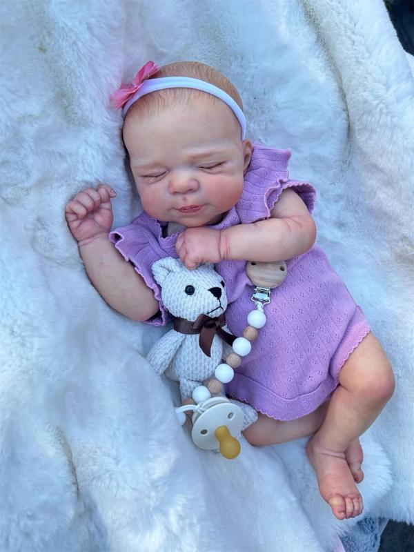 Reborn Lifelike 18 inch Reborn Baby Dolls Twins ,Handmade with Vinyl Sleeping Eyes Hand Drawn Veins Baby Doll Real Baby Doll Toy for Age 3+ Birthday Therapy for Dementia Patient baby  doll