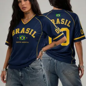 Personalized Brasil Jersey - Custom Navy National Name Number Retro Football Shirt, Team Gift, Personalized Gift