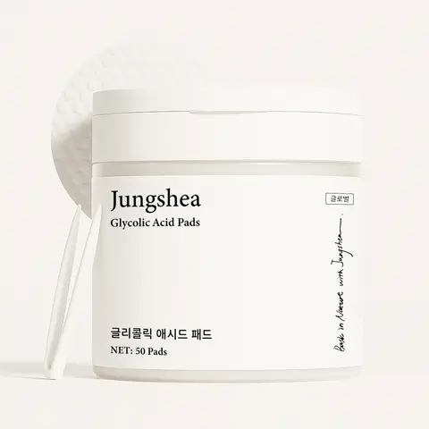 JUNGSHEA Chemical AHA Peel Pads - Soft Exfoliating, Gentle Exfoliation, Glycolic Acid Resurfacing, Hyaluronic Acid & Sodium-Infused Pore Cleaner for All Skin Types, Acne Clearing, Radiant Skin Repair, Antioxidant Boost