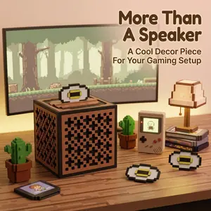 Pixel Art Jukebox Phonograph - Bluetooth Connected Music Playback, Creative Music Box Model Toy, MC Game Peripheral Decoration for Fans