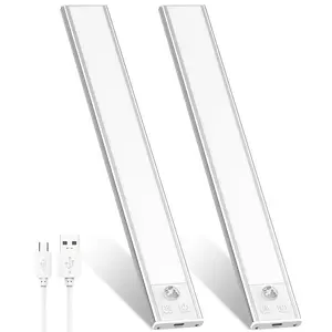 Motion Sensor Cabinet Lights, Rechargeable Magnetic Under Counter Lights, 1500mAh USB Closet Lighting for Kitchen, Stairs, and Indoor Use, Dimmable & Wireless