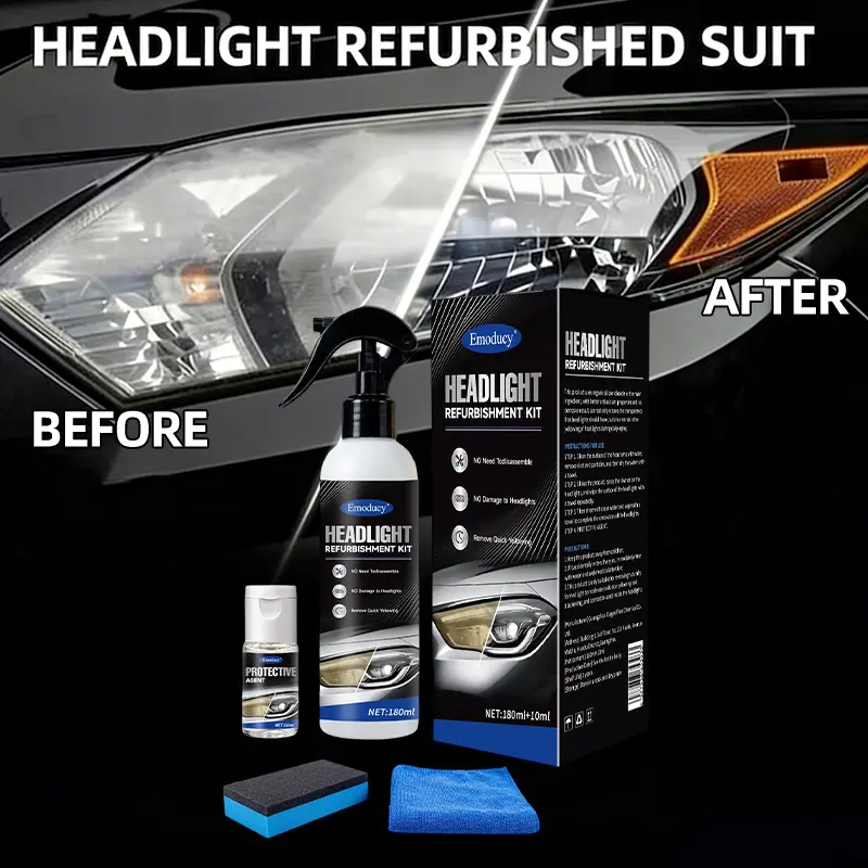Automotive Headlamp Restoration Fluid Oxidized and Yellowed Automotive Headlamps Blurring Enhanced Crystallization Coating Refurbisher