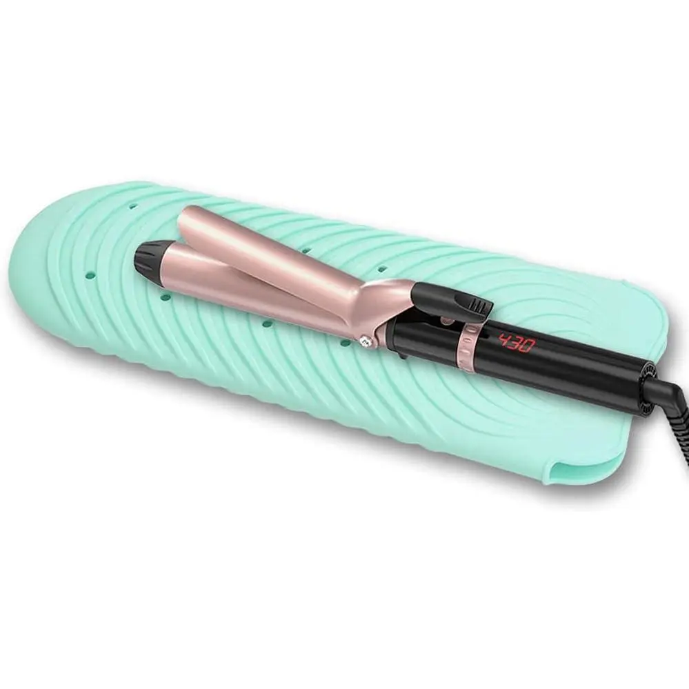Silicone Hair Styling Tool Holder Pouch - Portable Travel Case for Curling Iron, Curling Wand, Flat Iron - Heat-Resistant Organizer Pad for Hair Straightener