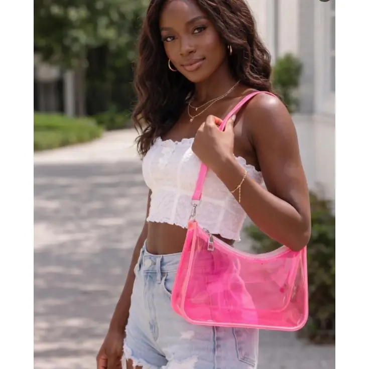 Y2K Neon Transparent Jelly Bag, Fashion Versatile Shoulder Crossbody Bag, Summer New Style Glossy Small Bag, Party Street Essential Mini Women's Bag
