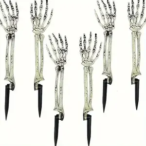 6pcs Halloween Skeleton Hand Stakes, Plastic Garden Stake Props, Ghost Hand Decorations for Holiday Party Decoration