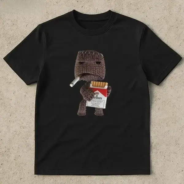Sackboy Smoking Y2K Tee, Retro 2000s Streetwear Graphic Unisex Shirt