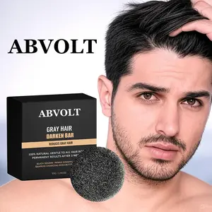 Abvolt Black Hair Dye Shampoo Bar 1PC/2PCS/3PCS, Haircare Cleansing All-Natural Soap Hair Dye, Grey Hair Coverage & White Root Touch Up, Gentle Nourishing Formula, Long Lasting Black Shine for Men & Women Hydrate Conditioner Cleanser