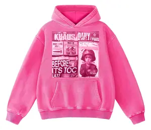 Y2K Stop The War Pink Vintage Washed Hoodie Unisex Oversized Fit Heavyweight Cotton Graphic Streetwear Faded Pullover with Drawstring
