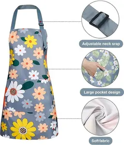 3 Pack Waterproof Aprons for Women – Floral Kitchen Cooking Aprons with Pockets, Adjustable Oil-Proof Garden Apron for Baking, Painting & Cleaning – Cute Chef Gift Set
