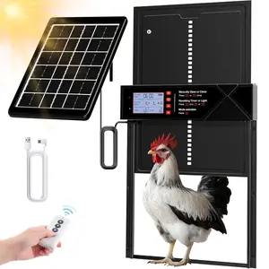 Automatic Chicken Coop Door Solar Powered, 2000mah Battery Life, Timer LCD Display, Aluminum Alloy Material, Energy Efficient Design