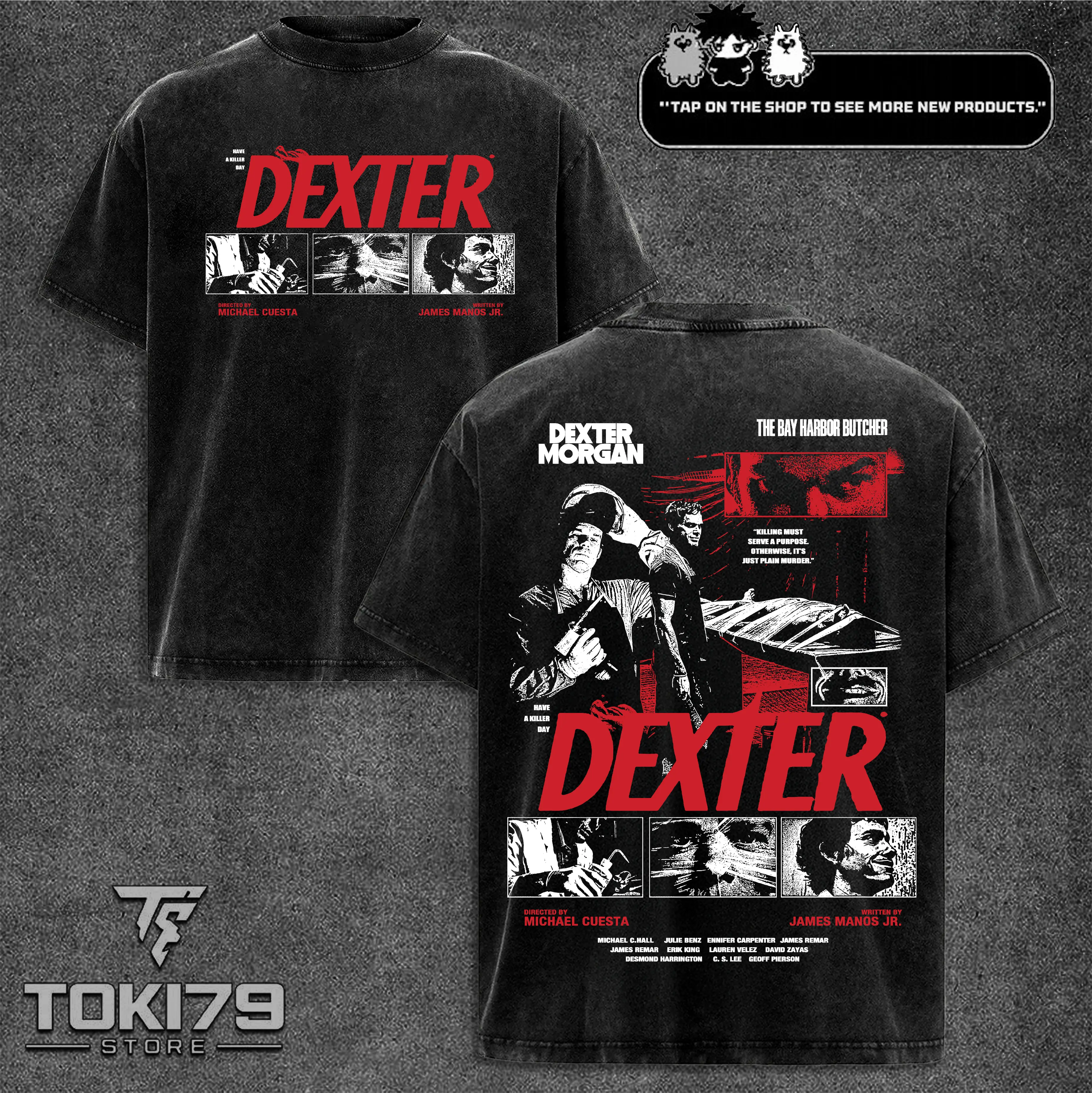 Vintage Dexter Morgan Graphic T-shirt Movie Oversize Washed Tshirt Heavyweight Cotton Streetwear tees, Bay Harbor Butcher TV Show Tee, Crime Thriller dexxter tonight Shirt