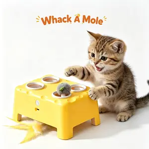 Rechargeable Magic House Pet Toy - 2 Modes (Whack-a-Mole, Spinning Feathers) - Educational Accessory for All Cats, TikTokShopDealsforYouDays, SummerWins, Cool Cat Stuff, 3 Modes, 4 Interchangeable Accessories