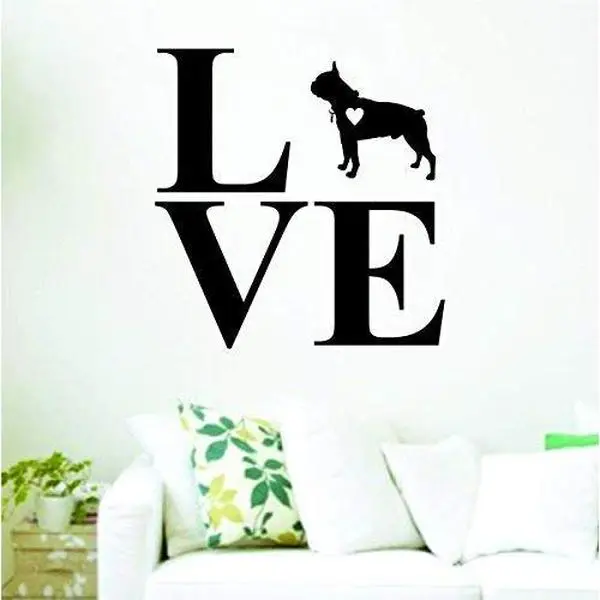 Love Boston Terrier Wall Lettering Decal Sticker Decals Stickers