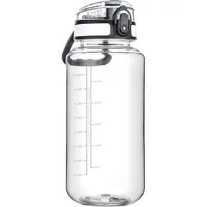 32 Oz Clear Water Bottle, BPA-Free & Leak-Proof, Wide Mouth with Anti-dust Chug Lid, Reusable Plastic Bottle  Gym, Travel, School & Office (Clear&White)