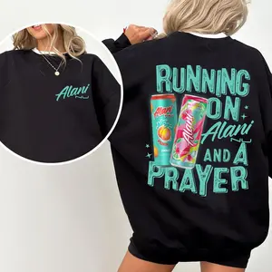 Running On Alani Nu And A Prayer Sweatshirt, Gender Fluid Fashion, Modern Fit, Unisex Pullover for Women, Sizes for Everyone, Casual Daily Wear