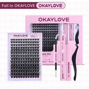 OKAYLOVE Viva Lash Clusters Kit Volume Lash Extension Kit Lightweight Lash Cluster with Waterproof Long-lasting Lash Bond and Seal,Tweezers and Remover for DIY Eyelash at Home Easily,  Makeup Girl Gifts TikTokShopBlackFriday
