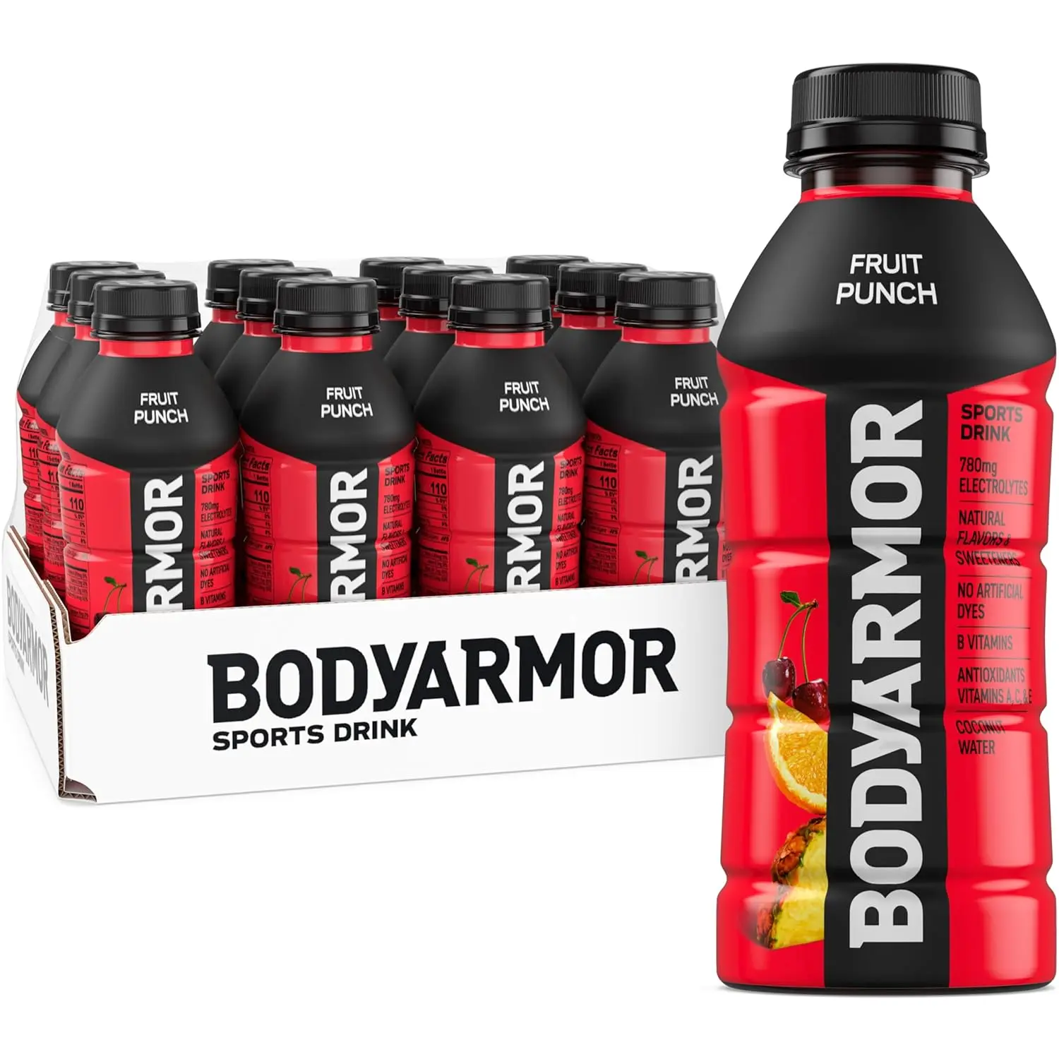BODYARMOR Sports Drink, Fruit Punch Electrolyte Drink, 16 Oz (12 Pk)