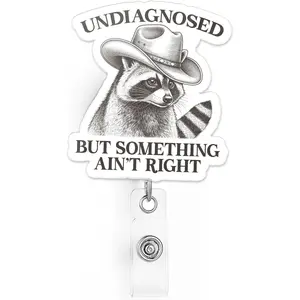 Undiagnosed But Something Aint Right Badge Reel Funny  Cowboy Mental  ID Card Holder with Retractable Clip for RN LPN CNA MA  Worker Teacher  Gifts