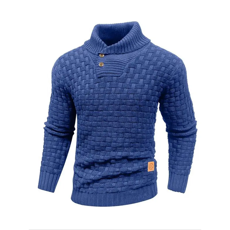 Popular Men's Fall Outfit: Turtleneck Sweater with Multi-Button Design, Comfortable and Warm Knitted Fabric, Versatile for Commuting, Home Wear and Stylish Looks
