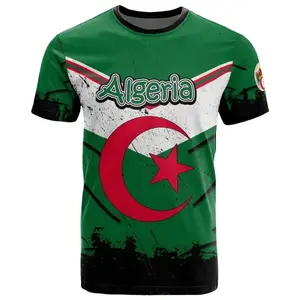 Algeria 3D T-Shirt Short Sleeves Casual Sports Loose T-Shirt Flag Print High Quality T-Shirt Summer Round Neck Men Ladies Tops