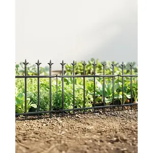 Metal Garden Fence 12" H x 6.6ft L 5 Panels, No Dig Decorative Border Fence for Garden Beds, Flower Beds, Yard and  Barrier, Rust-Resistant Black Outdoor Landscape Edging Fence