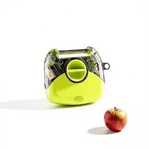 Cute Green 3-in-1 Rotary Vegetable Peeler - Multi-Functional Stainless Steel Fruit Peeler with Julienne Slicer & Potato Eye Remover, Portable Kitchen Gadget for Apple, Carrot, Potato, Cucumber