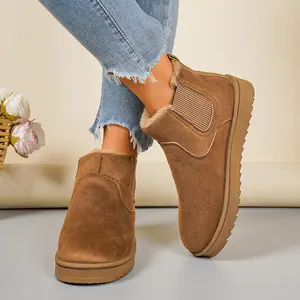 Women's Faux Suede Ankle Boots Fleece-Lined Warm Winter Boots Indoor Outdoor Shoes for Daily Casual Wear