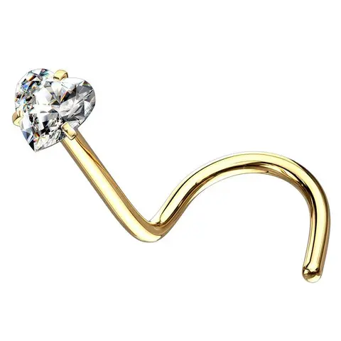 20g 3mm Cubic Zirconia Gold Stainless Steel Nose Screw, Small Nose Ring Piercing Jewelry for Body Piercings, Body Piercing Jewelry