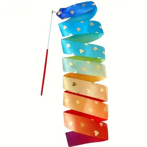 A Sparkling Gymnastics Ribbon With A Spinning Dance Baton - A Colorful Dance Ribbon With Stars, Perfect For Performances, Shows, And Exercises. It Is Made Of High-Quality And Flexible Materials.